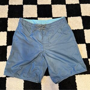 Birdwell Blue Button Fly Board Shorts Swim Trunks Size 28